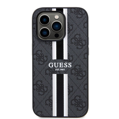 iPhone 15 Pro Kılıf Guess Orijinal Lisanslı M-safe Şarj Özellikli 4G Şerit Tasarımlı Printed Kılıf