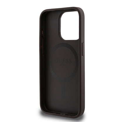 iPhone 15 Pro Kılıf Guess Orijinal Lisanslı M-safe Şarj Özellikli Gül Baskılı 4G Desenli Yazı Logolu Kılıf
