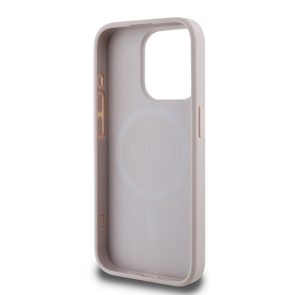 iPhone 15 Pro Kılıf Guess Orijinal Lisanslı M-safe Şarj Özellikli Small 4G Classic Kılıf