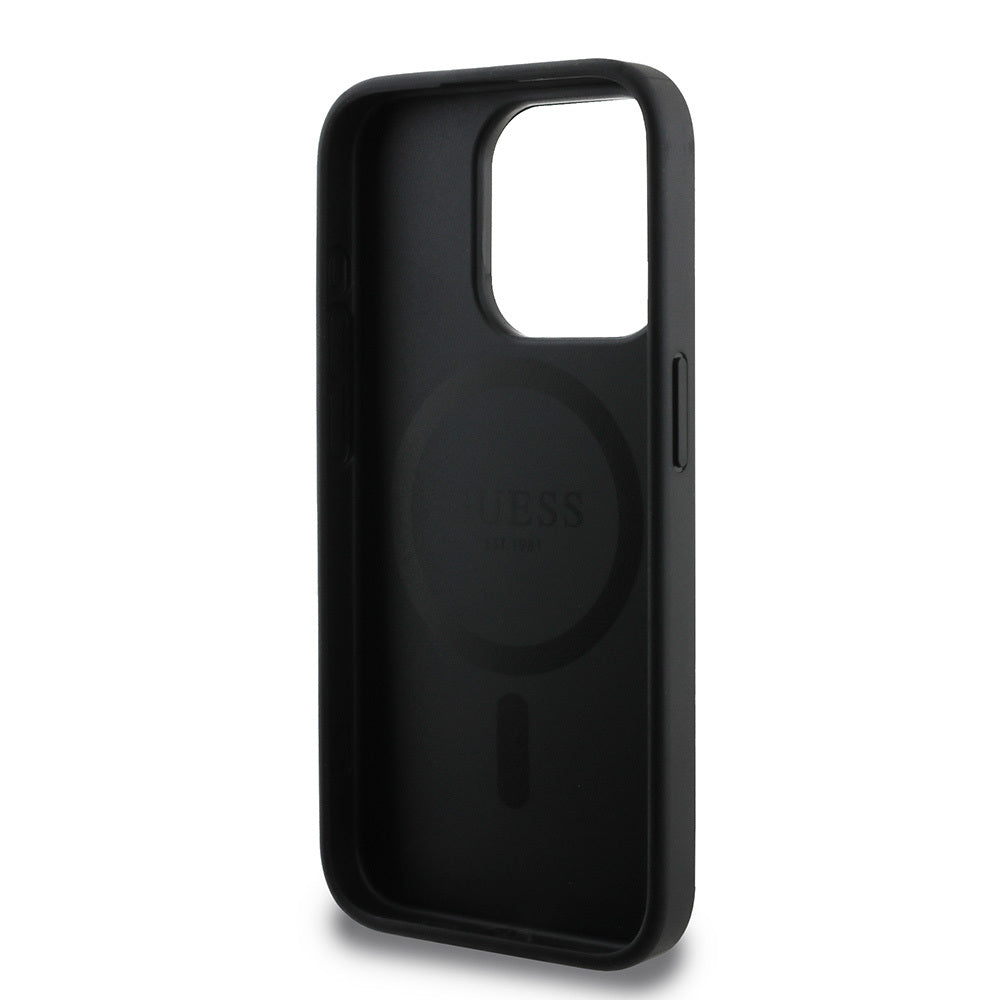iPhone 15 Pro Kılıf Guess Orijinal Lisanslı M-safe Şarj Özellikli Small 4G Classic Kılıf