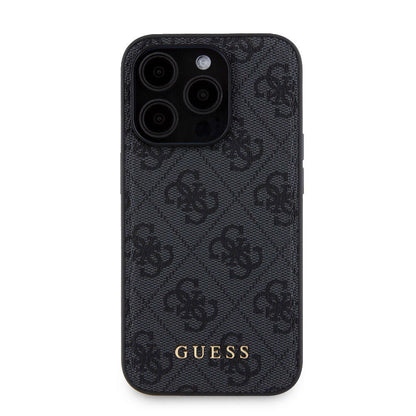 iPhone 15 Pro Kılıf Guess Orijinal Lisanslı M-safe Şarj Özellikli Yazı Logolu 4G Desenli Kılıf + Powerbank 5000mAh 2in1 Set