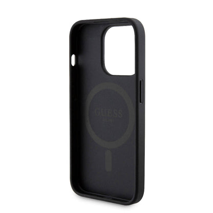 iPhone 15 Pro Kılıf Guess Orijinal Lisanslı M-safe Şarj Özellikli Yazı Logolu 4G Desenli Kılıf + Powerbank 5000mAh 2in1 Set