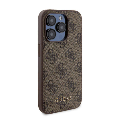 iPhone 15 Pro Kılıf Guess Orijinal Lisanslı M-safe Şarj Özellikli Yazı Logolu 4G Desenli Kılıf + Powerbank 5000mAh 2in1 Set