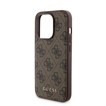 iPhone 15 Pro Kılıf Guess Orijinal Lisanslı M-safe Şarj Özellikli Yazı Logolu 4G Desenli Kılıf + Powerbank 5000mAh 2in1 Set