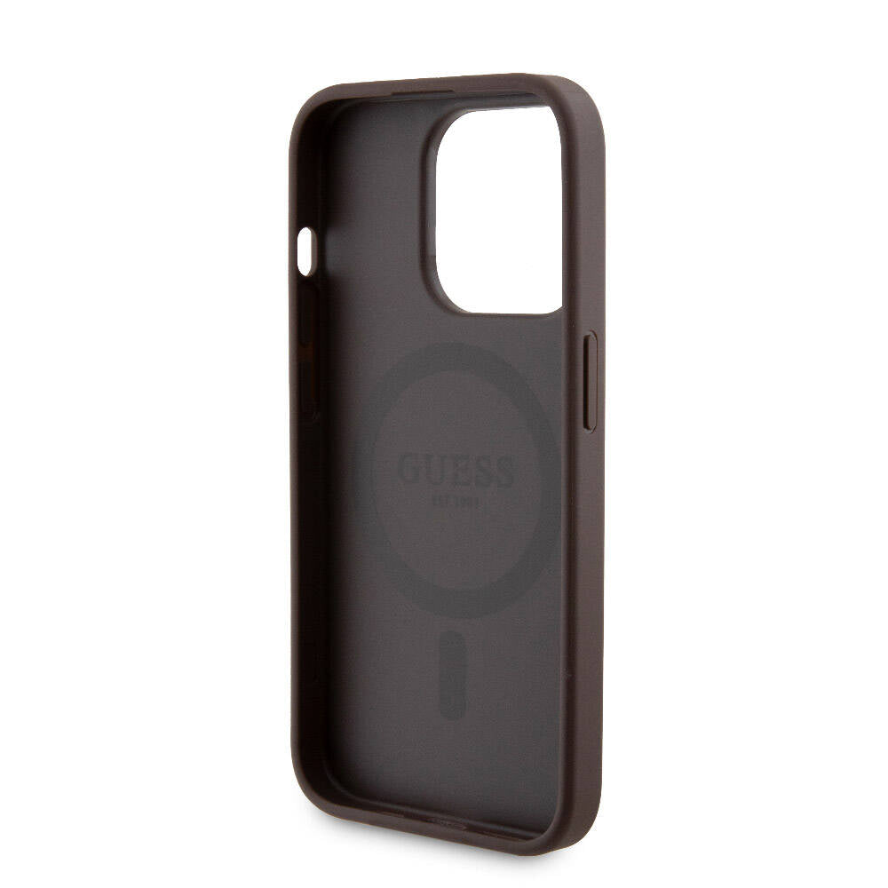 iPhone 15 Pro Kılıf Guess Orijinal Lisanslı M-safe Şarj Özellikli Yazı Logolu 4G Desenli Kılıf + Powerbank 5000mAh 2in1 Set
