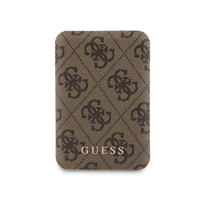 iPhone 15 Pro Kılıf Guess Orijinal Lisanslı M-safe Şarj Özellikli Yazı Logolu 4G Desenli Kılıf + Powerbank 5000mAh 2in1 Set