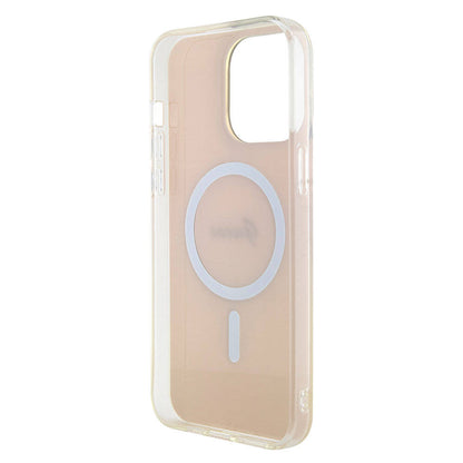 iPhone 15 Pro Kılıf Guess Orijinal Lisanslı M-safe Şarj Özellikli Yazı Logolu Iridescent Kılıf