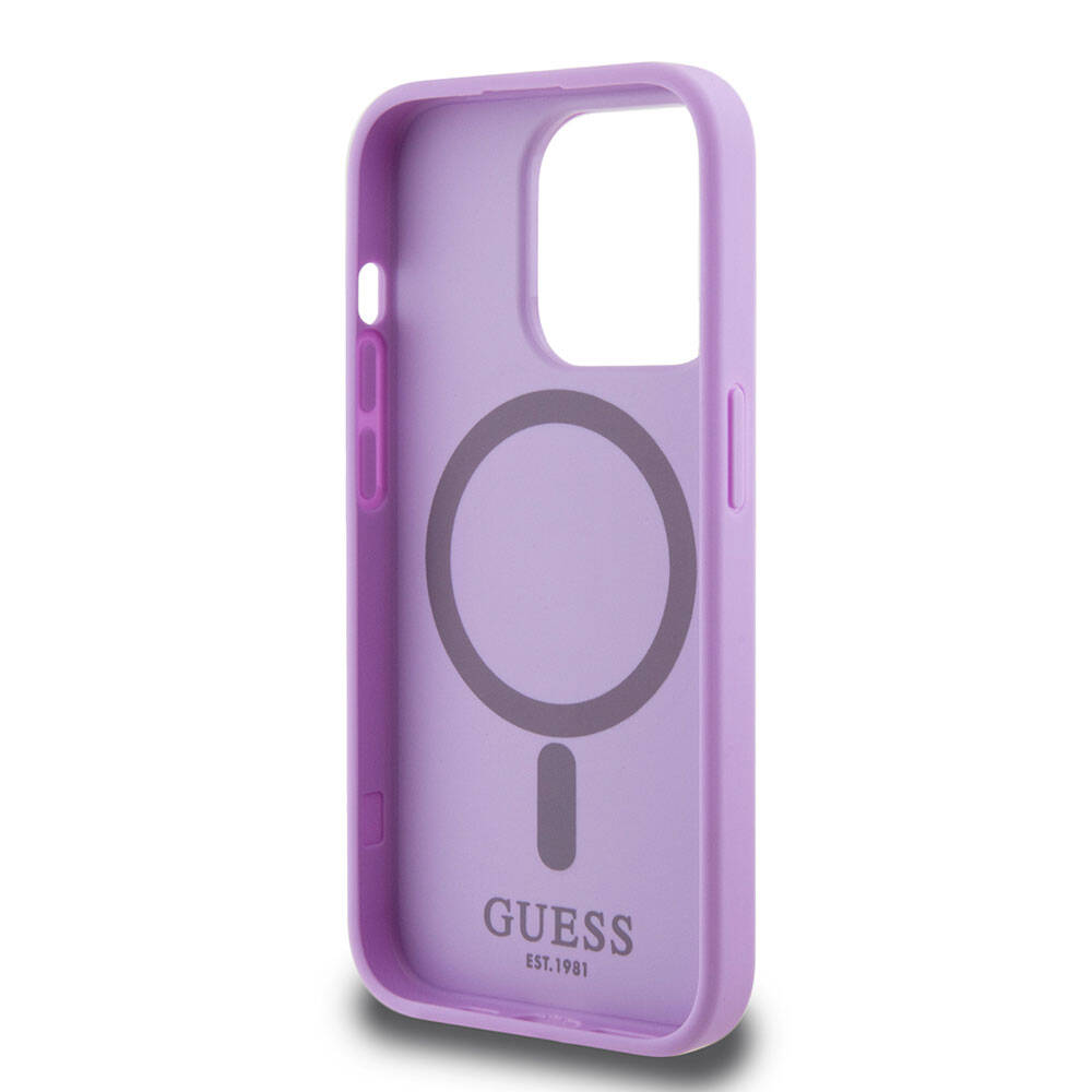 iPhone 15 Pro Kılıf Guess Orijinal Lisanslı M-safe Şarj Özellikli Yazı Logolu Saffiano Kılıf