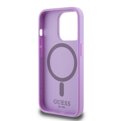 iPhone 15 Pro Kılıf Guess Orijinal Lisanslı M-safe Şarj Özellikli Yazı Logolu Saffiano Kılıf