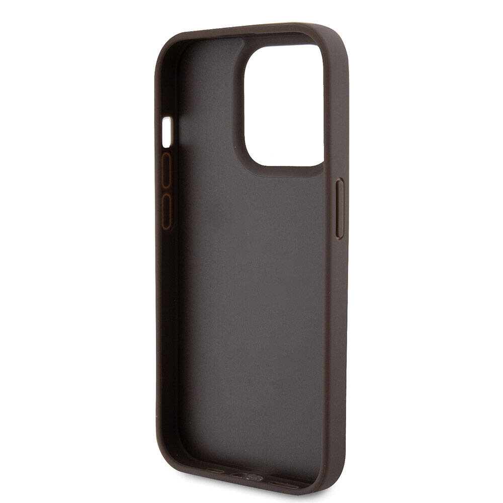 iPhone 15 Pro Kılıf Guess Orijinal Lisanslı PU Deri Askılı Taşlı Üçgen Logo 4G Desenli Strass Crossbody Kılıf