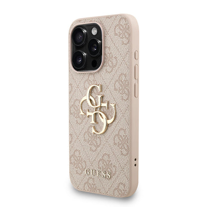 iPhone 15 Pro Kılıf Guess Orijinal Lisanslı PU Deri Bilek Askı İpli Metal Büyük 4G ve Yazı Logolu Kılıf