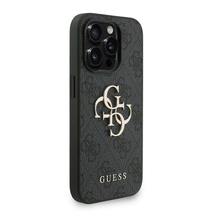 iPhone 15 Pro Kılıf Guess Orijinal Lisanslı PU Deri Bilek Askı İpli Metal Büyük 4G ve Yazı Logolu Kılıf