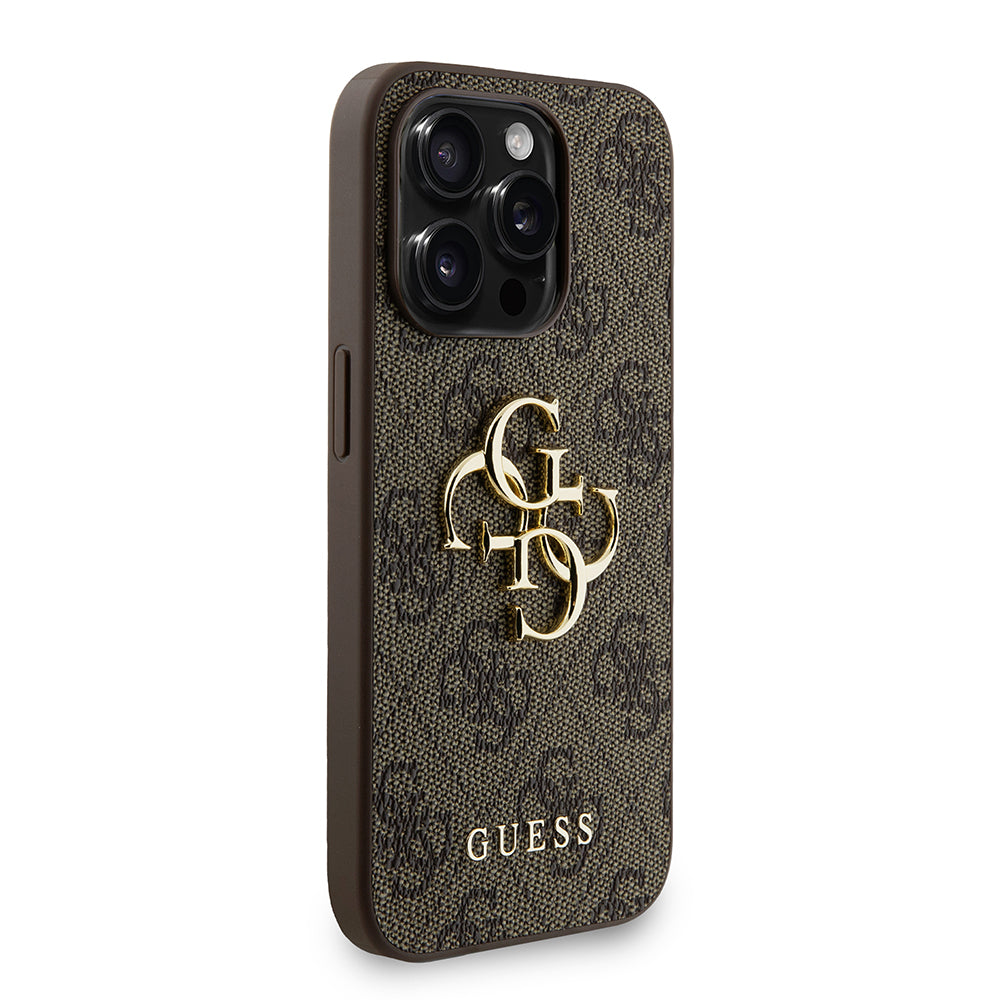 iPhone 15 Pro Kılıf Guess Orijinal Lisanslı PU Deri Bilek Askı İpli Metal Büyük 4G ve Yazı Logolu Kılıf