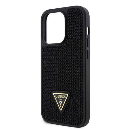 iPhone 15 Pro Kılıf Guess Orijinal Lisanslı Taşlı Arka Yüzey Üçgen Logolu Kılıf