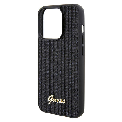 iPhone 15 Pro Kılıf Guess Orijinal Lisanslı Yazı Logolu Disco Script Metal Kılıf