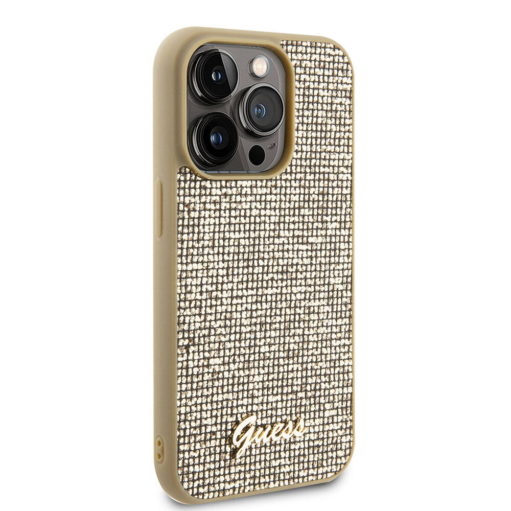 iPhone 15 Pro Kılıf Guess Orijinal Lisanslı Yazı Logolu Disco Script Metal Kılıf