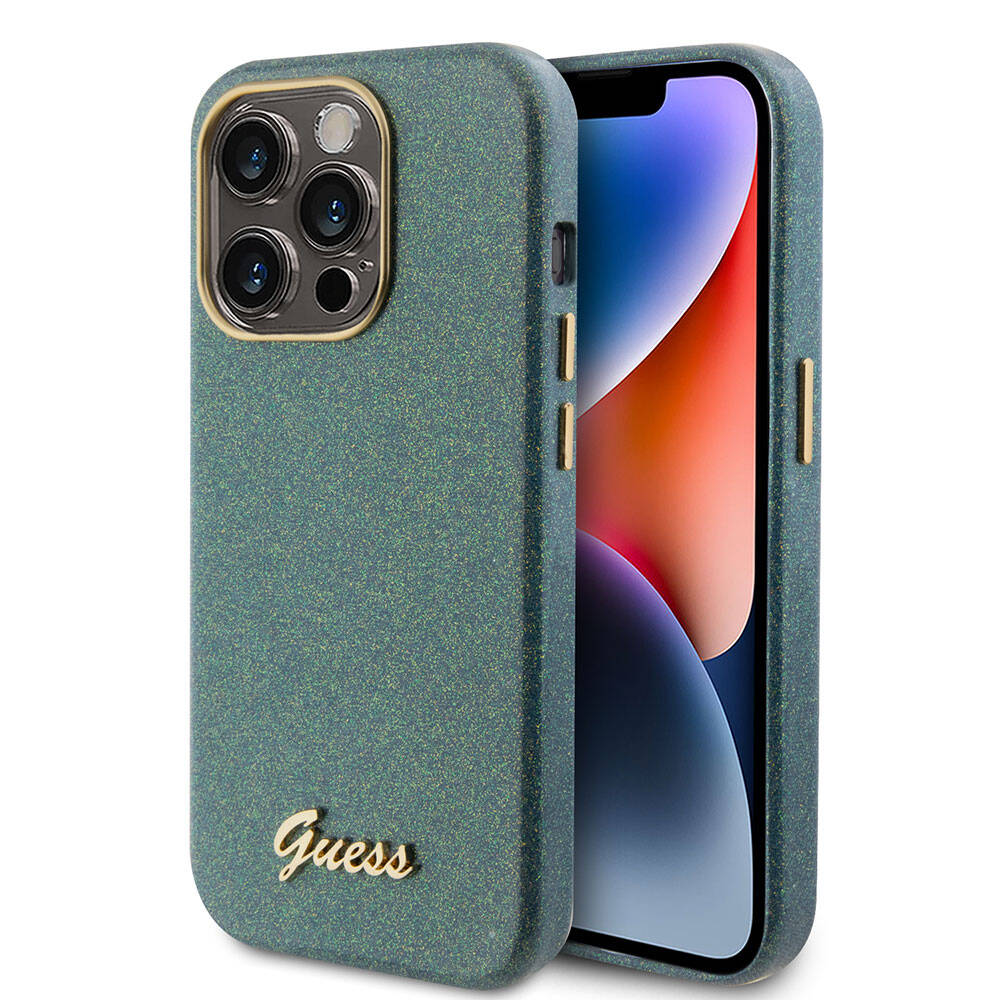 iPhone 15 Pro Kılıf Guess Orijinal Lisanslı Yazı Logolu Glitter Glossy Script Kılıf
