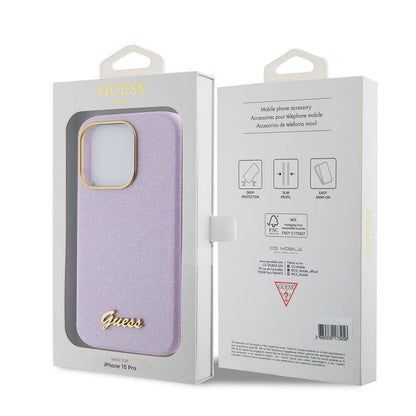 iPhone 15 Pro Kılıf Guess Orijinal Lisanslı Yazı Logolu Glitter Glossy Script Kılıf