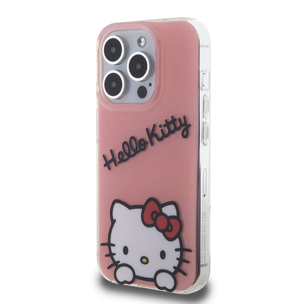 iPhone 15 Pro Kılıf Hello Kitty Orijinal Lisanslı Askılı Yazı ve İkonik Logolu Daydreaming Kılıf
