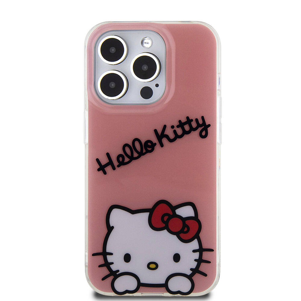 iPhone 15 Pro Kılıf Hello Kitty Orijinal Lisanslı Askılı Yazı ve İkonik Logolu Daydreaming Kılıf