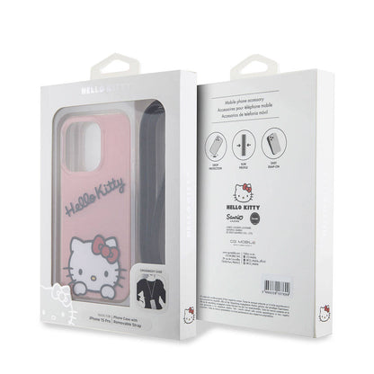 iPhone 15 Pro Kılıf Hello Kitty Orijinal Lisanslı Askılı Yazı ve İkonik Logolu Daydreaming Kılıf