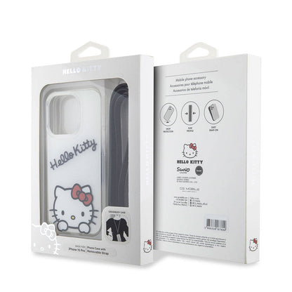 iPhone 15 Pro Kılıf Hello Kitty Orijinal Lisanslı Askılı Yazı ve İkonik Logolu Daydreaming Kılıf