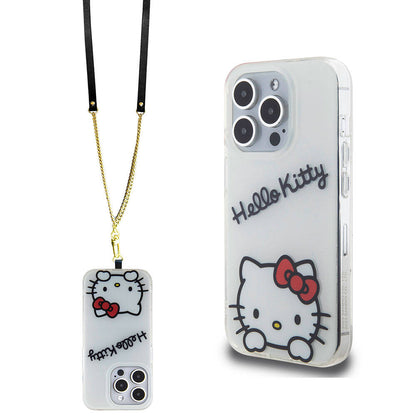 iPhone 15 Pro Kılıf Hello Kitty Orijinal Lisanslı Askılı Yazı ve İkonik Logolu Daydreaming Kılıf