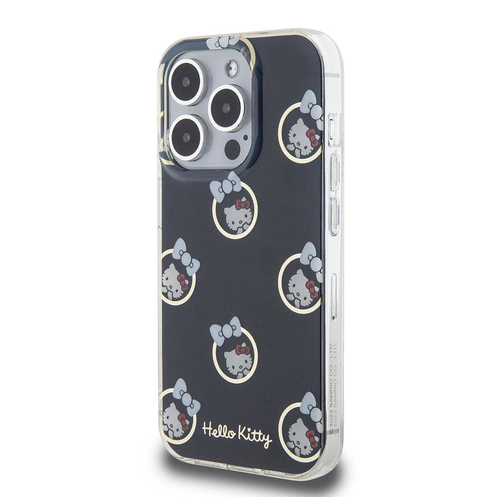 iPhone 15 Pro Kılıf Hello Kitty Orijinal Lisanslı Elektroplating Kaplama Kabarcık Baskılı Kılıf