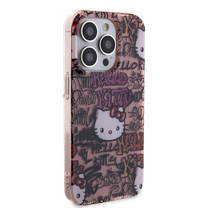 iPhone 15 Pro Kılıf Hello Kitty Orijinal Lisanslı İkonik Logolu Etiket Graffiti Kılıf