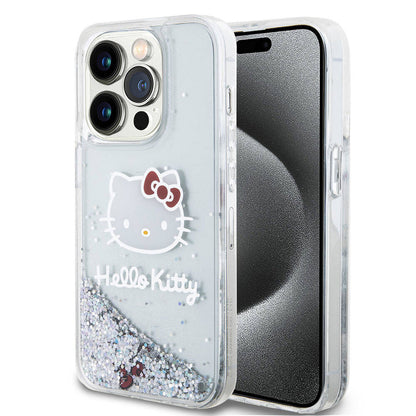 iPhone 15 Pro Kılıf Hello Kitty Orijinal Lisanslı İkonik Sıvılı Glitter Kılıf