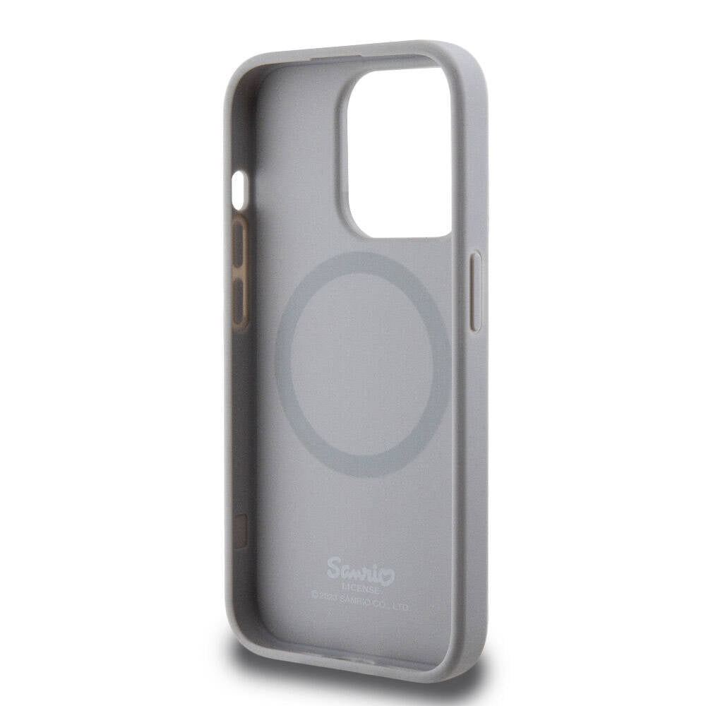 iPhone 15 Pro Kılıf Hello Kitty Orijinal Lisanslı M-safe Şarj Özellikli Baskı Logolu Uyuyan Kitty Deri Kılıf