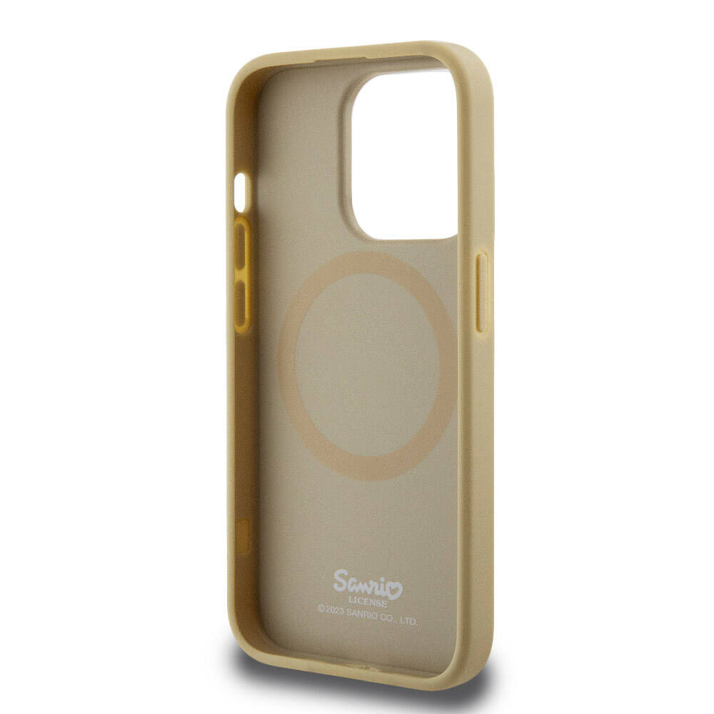 iPhone 15 Pro Kılıf Hello Kitty Orijinal Lisanslı M-safe Şarj Özellikli Kitty Head Deri Kılıf