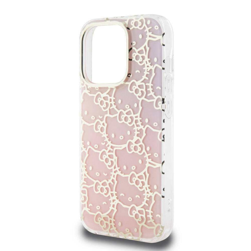 iPhone 15 Pro Kılıf Hello Kitty Orijinal Lisanslı Renk Geçişli Elektroplating Kaplama Kitty Head Desenli Kılıf