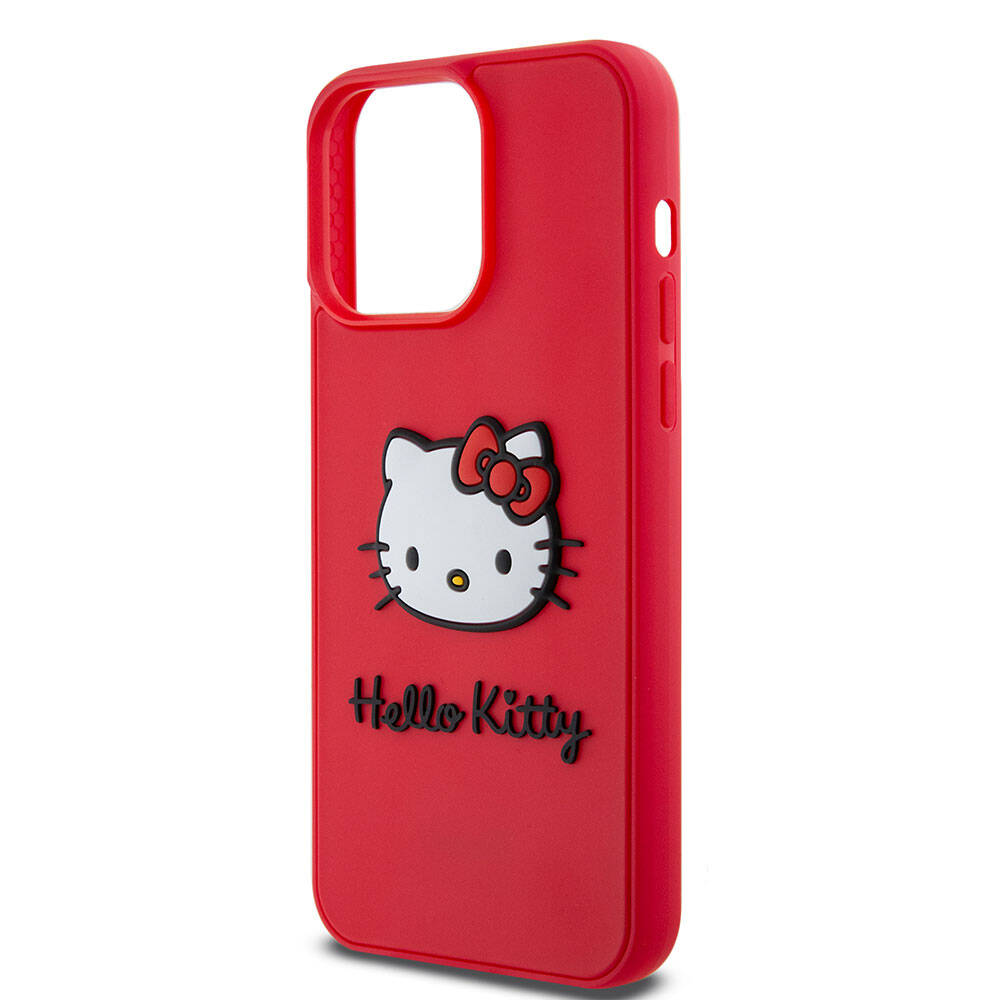 iPhone 15 Pro Kılıf Hello Kitty Orijinal Lisanslı Yazı ve İkonik Logolu 3D Rubber Kitty Head Kılıf