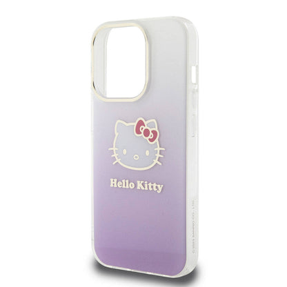 iPhone 15 Pro Kılıf Hello Kitty Orijinal Lisanslı Yazı ve İkonik Logolu Elektroplating Kaplama Gradyan Kılıf