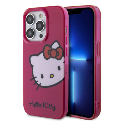 iPhone 15 Pro Kılıf Hello Kitty Orijinal Lisanslı Yazı ve İkonik Logolu Kitty Head Kılıf