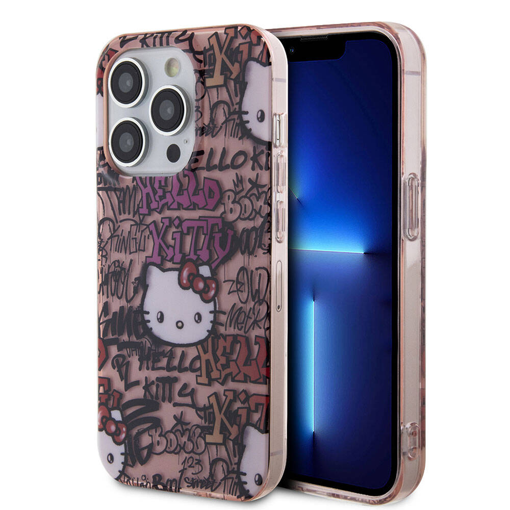 iPhone 15 Pro Kılıf Hello Kitty orijinal Lisanslı İkonik Logolu Etiket Graffiti Kılıf
