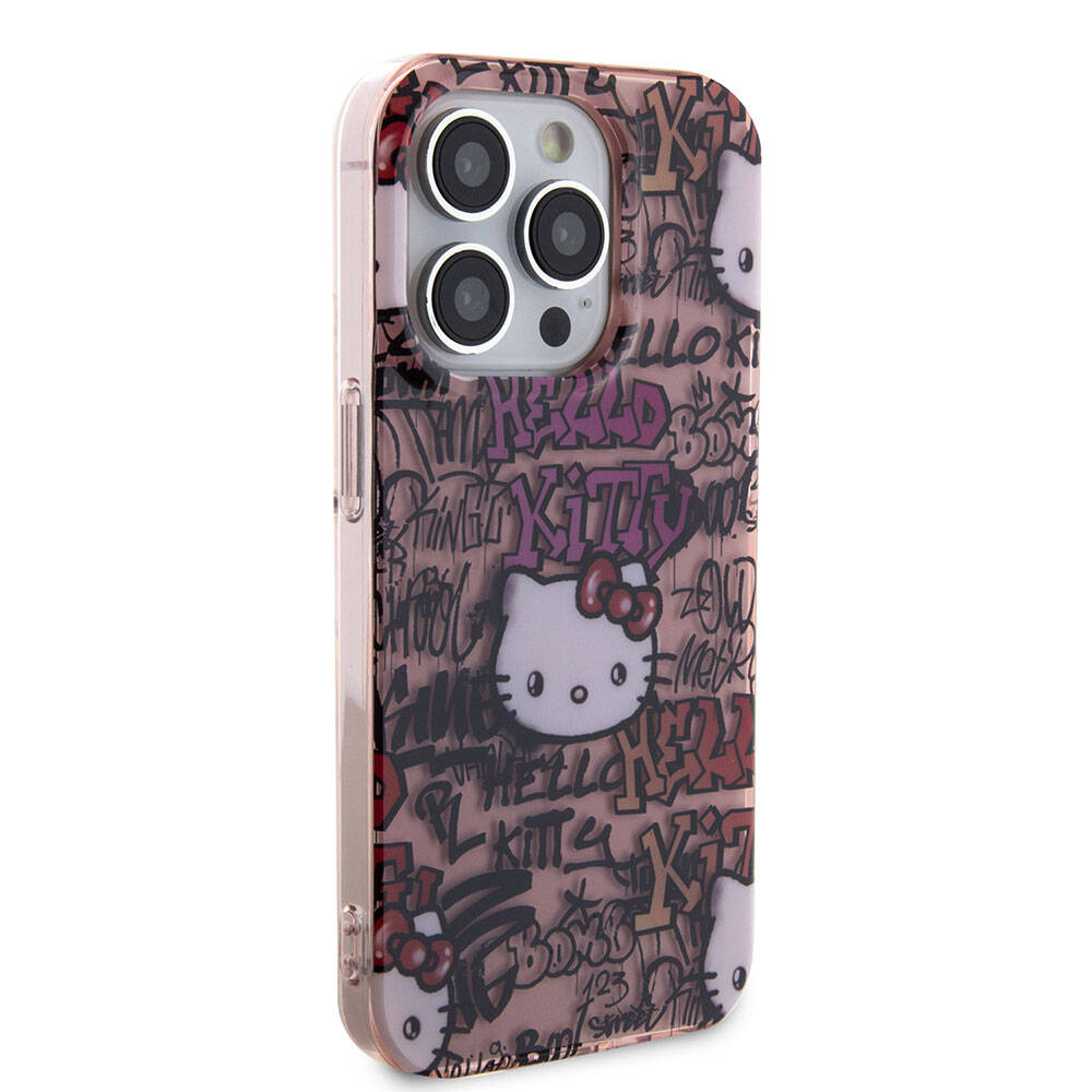 iPhone 15 Pro Kılıf Hello Kitty orijinal Lisanslı İkonik Logolu Etiket Graffiti Kılıf