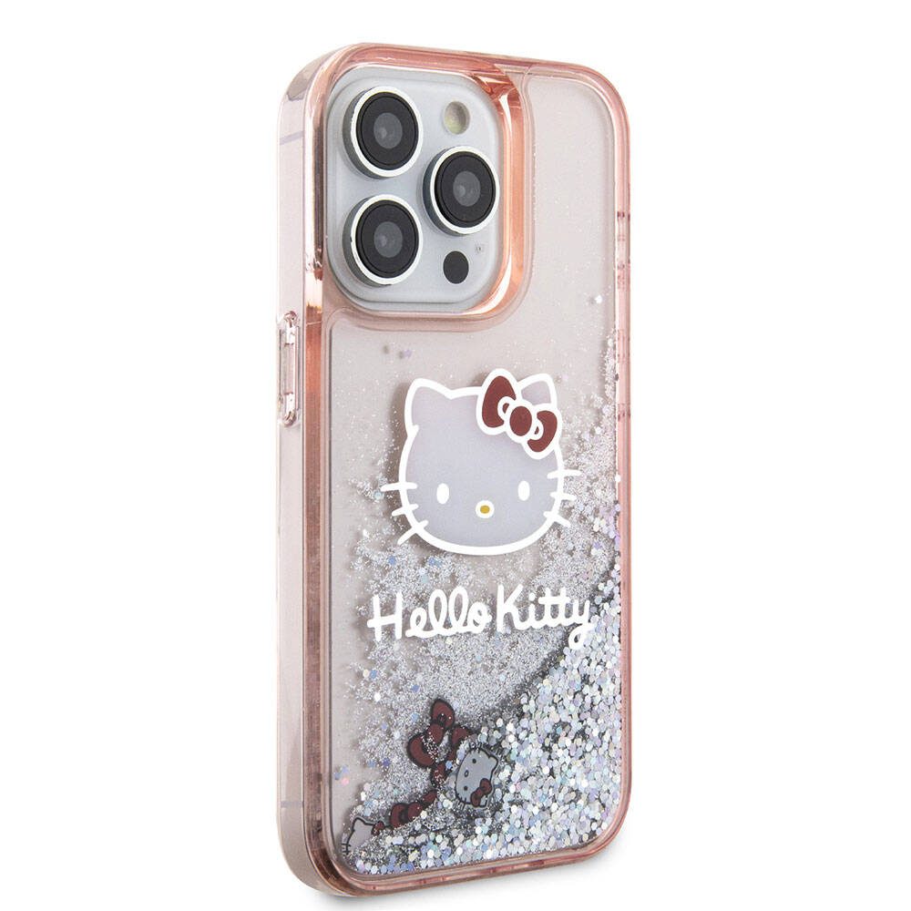iPhone 15 Pro Kılıf Hello Kitty orijinal Lisanslı İkonik Sıvılı Glitter Kılıf