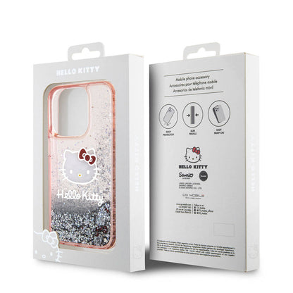 iPhone 15 Pro Kılıf Hello Kitty orijinal Lisanslı İkonik Sıvılı Glitter Kılıf