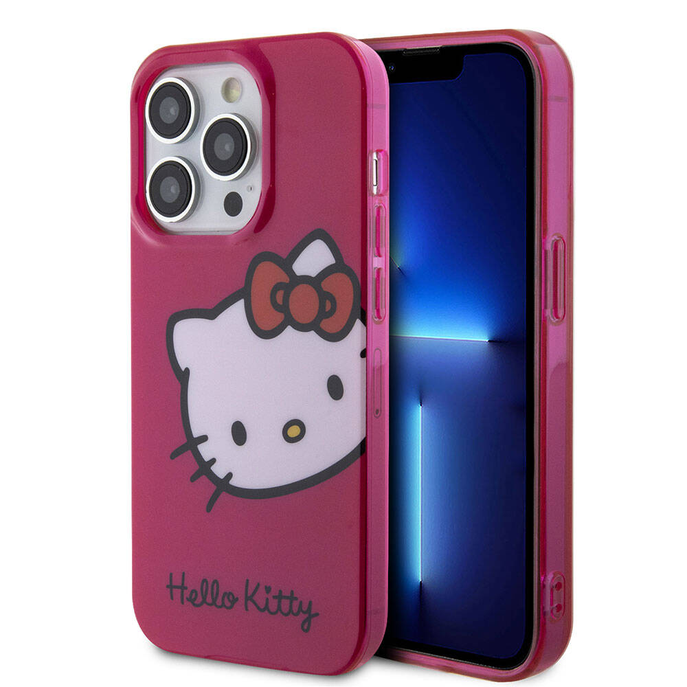 iPhone 15 Pro Kılıf Hello Kitty orijinal Lisanslı Yazı ve İkonik Logolu Kitty Head Kılıf