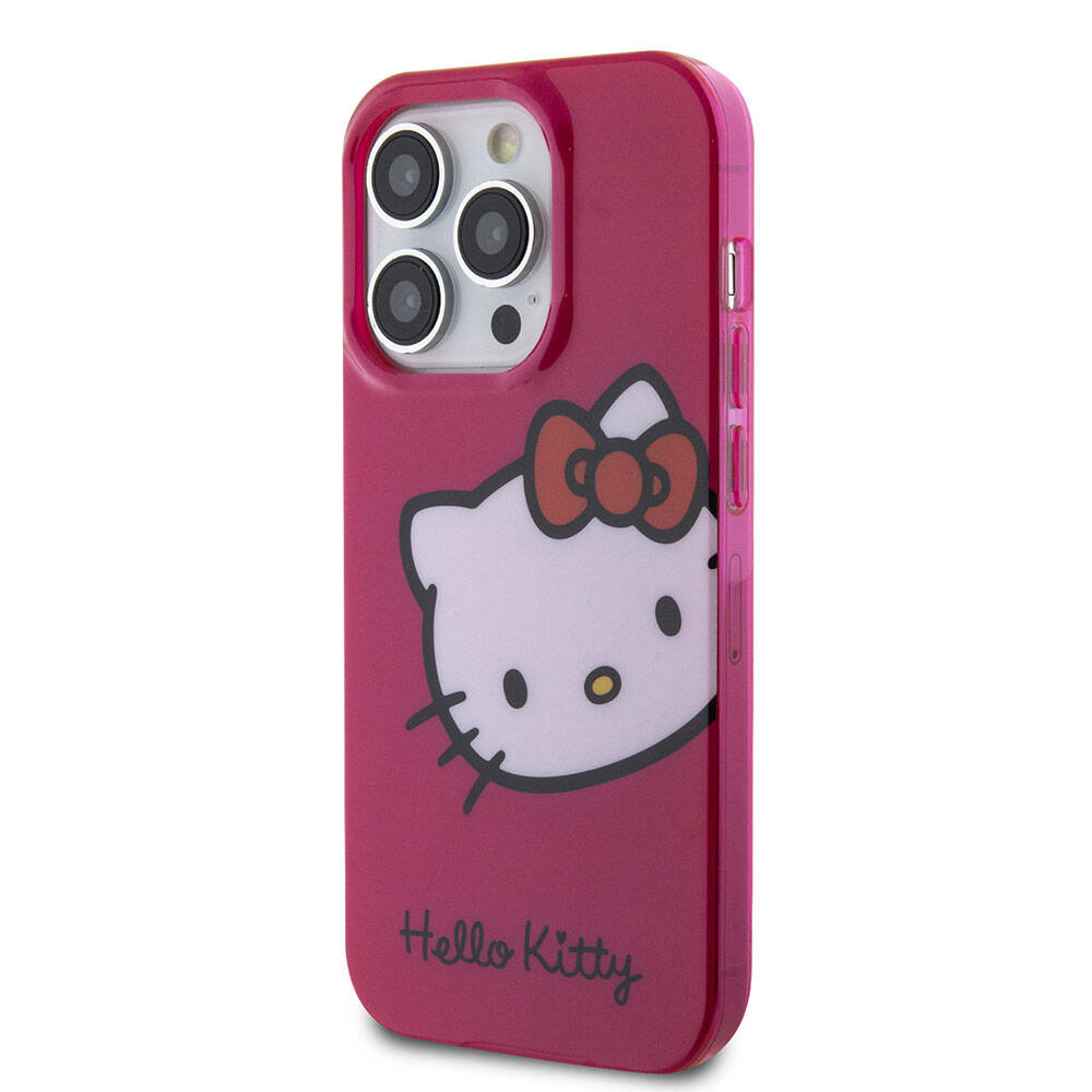 iPhone 15 Pro Kılıf Hello Kitty orijinal Lisanslı Yazı ve İkonik Logolu Kitty Head Kılıf