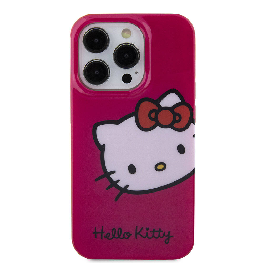 iPhone 15 Pro Kılıf Hello Kitty orijinal Lisanslı Yazı ve İkonik Logolu Kitty Head Kılıf