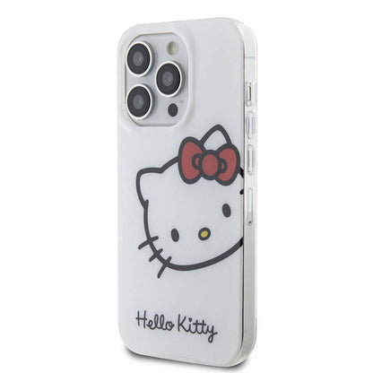 iPhone 15 Pro Kılıf Hello Kitty orijinal Lisanslı Yazı ve İkonik Logolu Kitty Head Kılıf