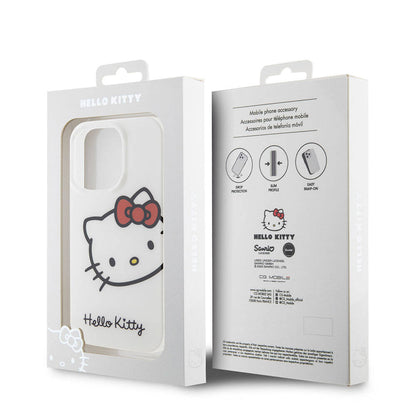 iPhone 15 Pro Kılıf Hello Kitty orijinal Lisanslı Yazı ve İkonik Logolu Kitty Head Kılıf
