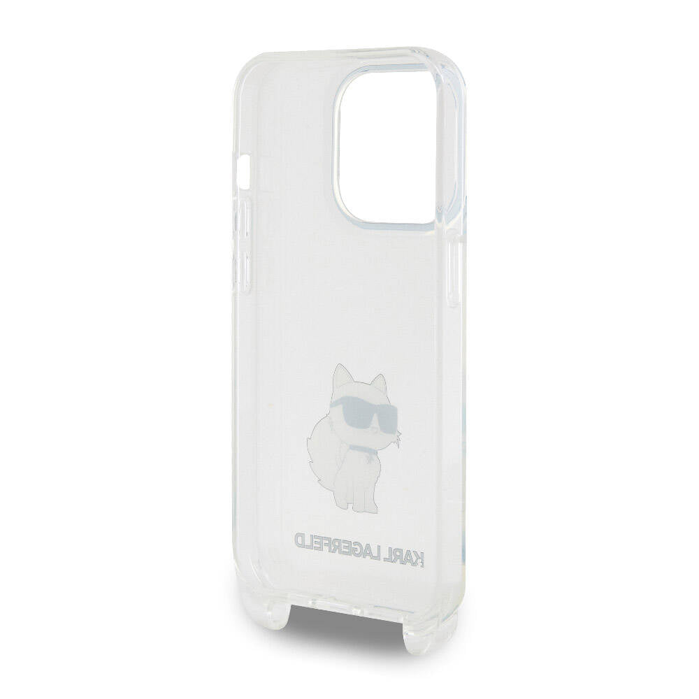 iPhone 15 Pro Kılıf Karl Lagerfeld Orijinal Lisanslı Boyun Askılı Choupette İkonik Crossbody Kılıf
