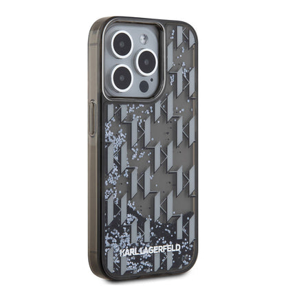 iPhone 15 Pro Kılıf Karl Lagerfeld Orijinal Lisanslı Simli KL Yazılı Monogram Gradıent Kılıf