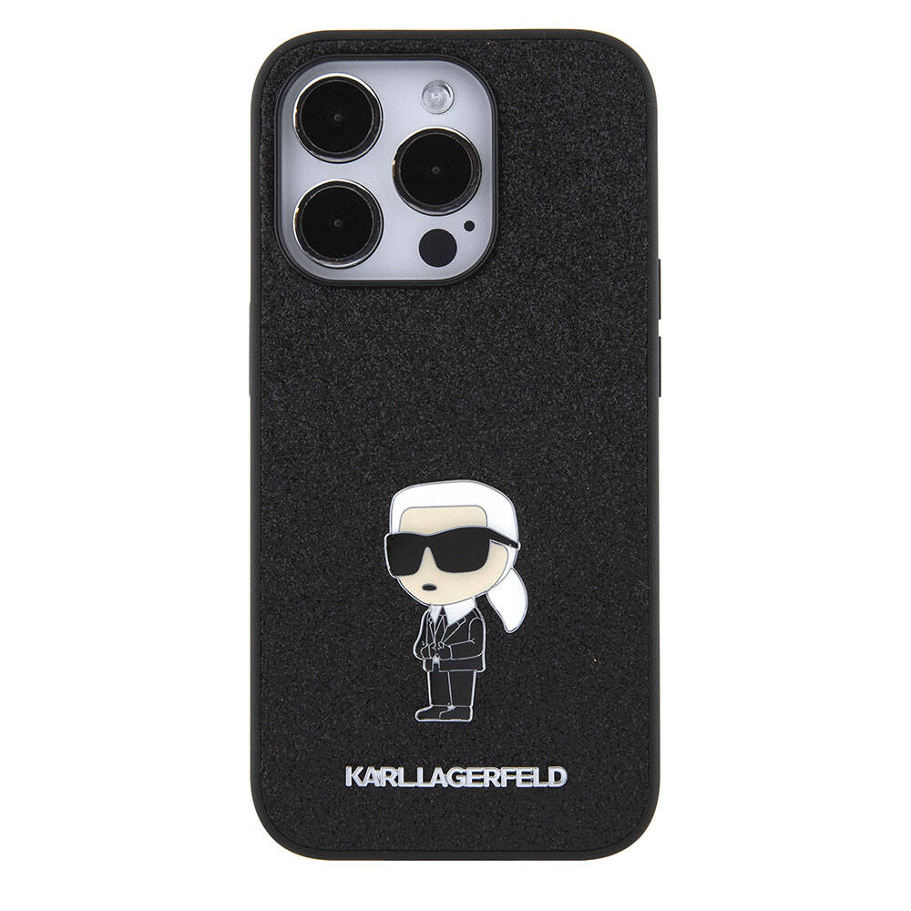 iPhone 15 Pro Kılıf Karl Lagerfeld İkonik Fixed Glitter Metal Logo orijinal Lisanslı Kılıf