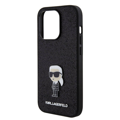 iPhone 15 Pro Kılıf Karl Lagerfeld İkonik Fixed Glitter Metal Logo orijinal Lisanslı Kılıf