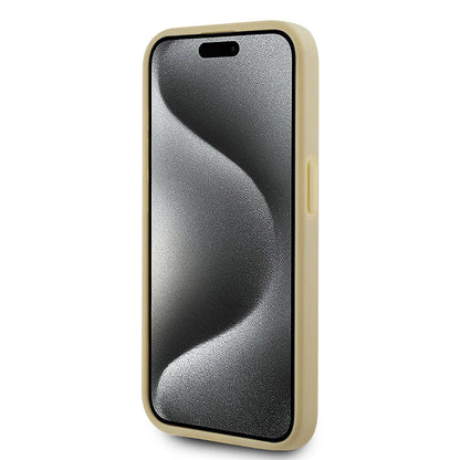 iPhone 15 Pro Kılıf Karl Lagerfeld orijinal Lisanslı 3D KL Yazılı Tüylü Arka Yüzey Saffiano Rhinestones Kılıf